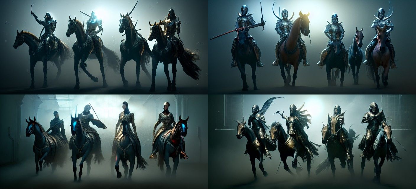Apocalyptic Horsemen in Shining Armor: Digital Art