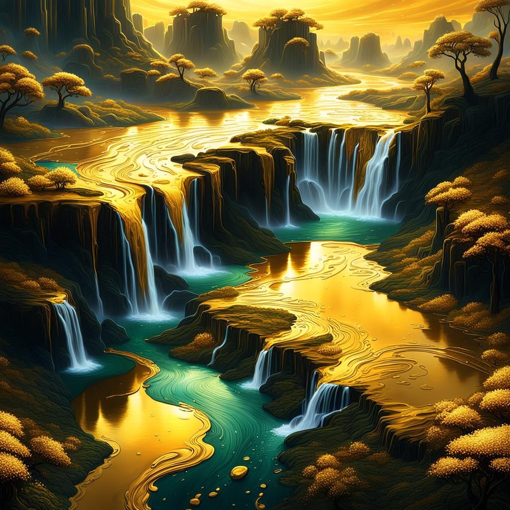 Planet flowing with liquid gold