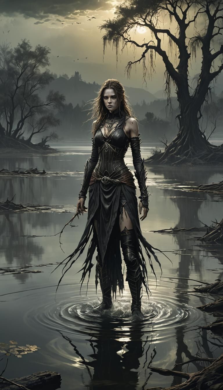 Sinister Willow Landscape in Darkwave Style