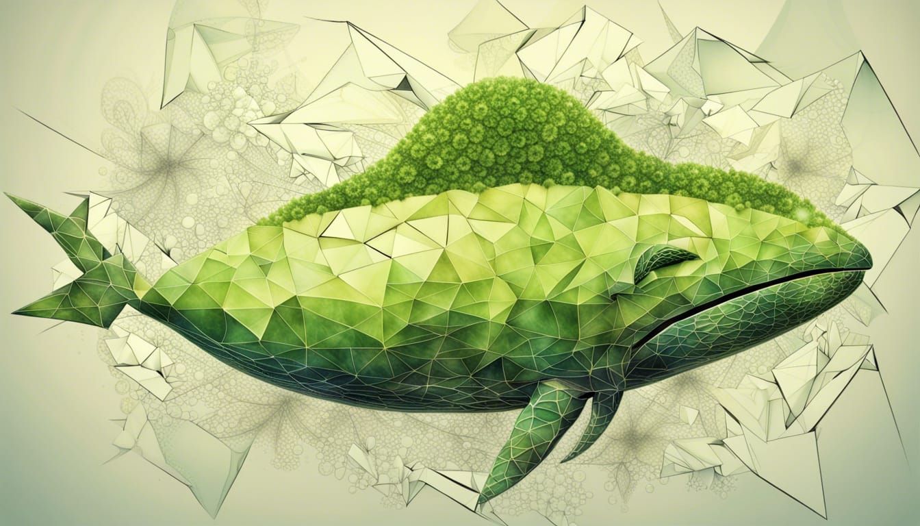 Avocado Whale in Fractal Polygon Style