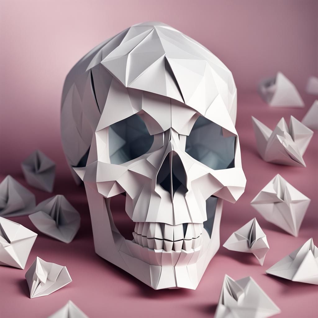 Origami Skull Papercraft in 8K Resolution