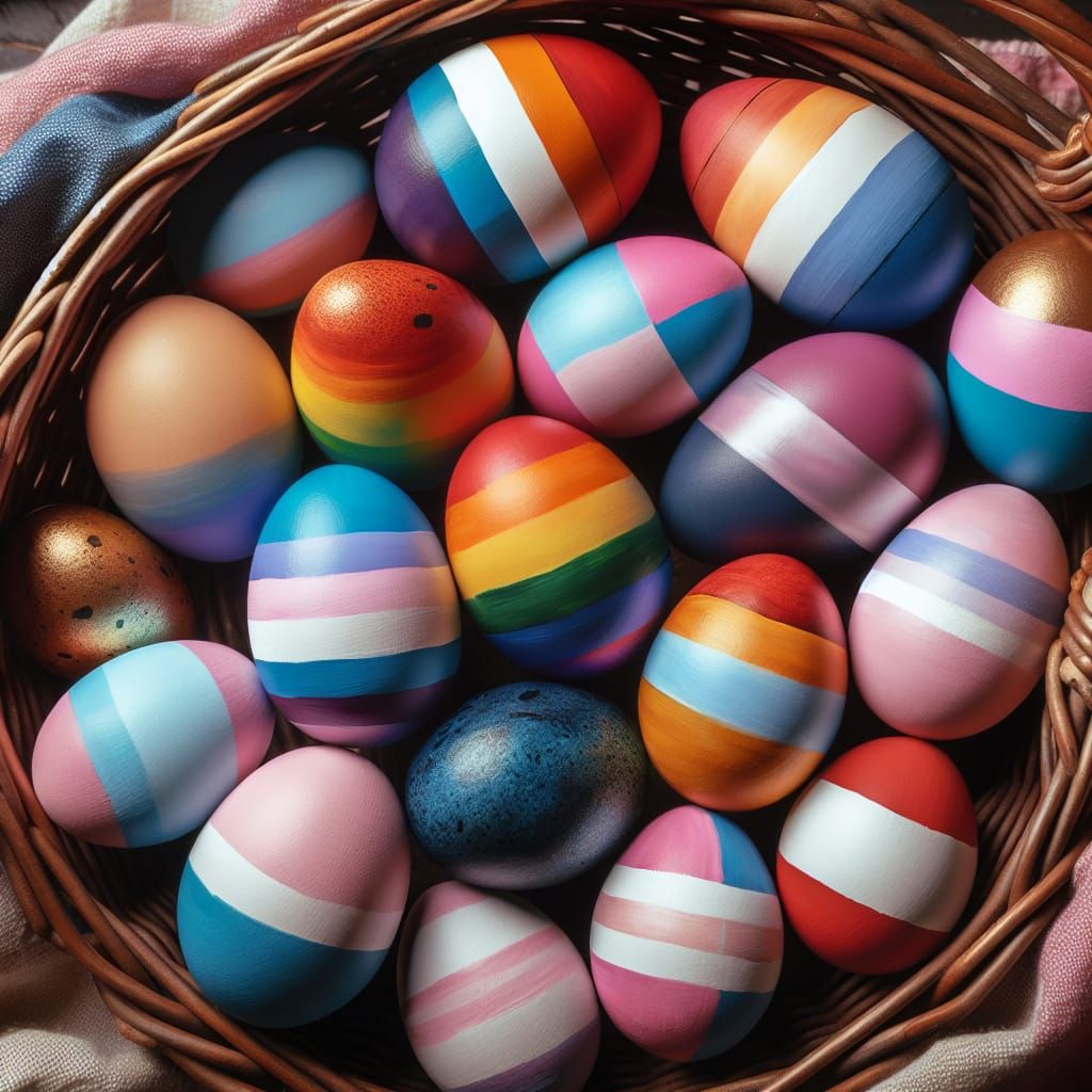 Easter Eggs Decorated with Pride and BIPOC Flags