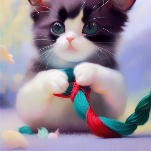 Kitten in Streetwear: Studio Ghibli-Inspired Digital Art