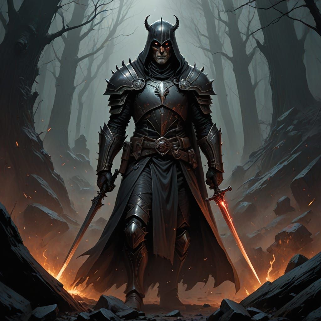 Grimdark Fantasy Scene in Dark, Moody Colors