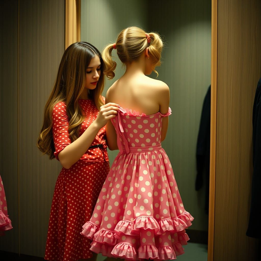 Cinematic Moment of Intimate Fashion in a Fitting Room