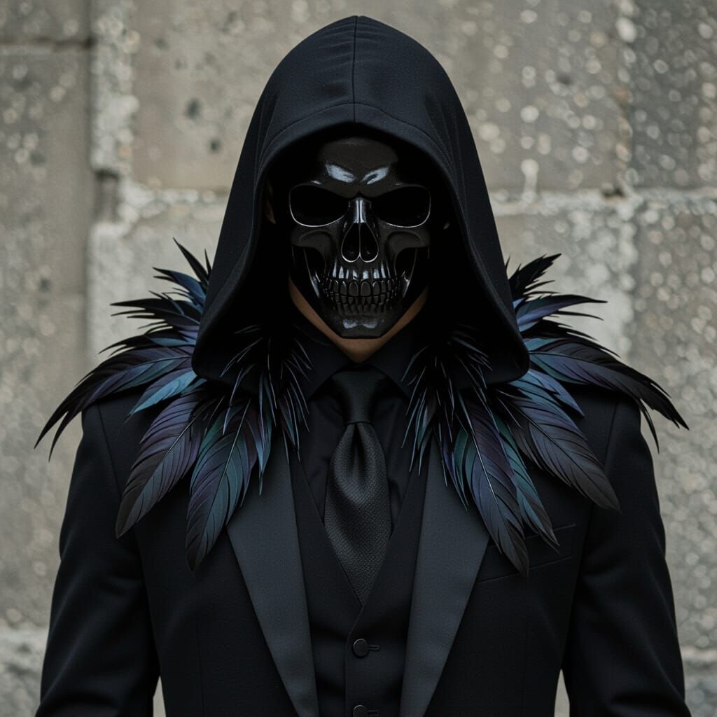 Raven Skull Mask: Dark Romantic Portrait