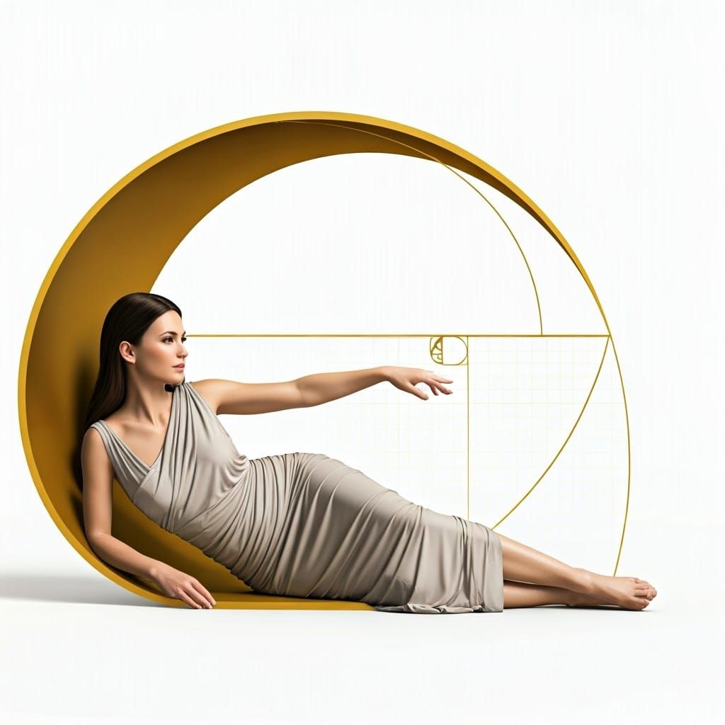 Elegant Woman Posed in Golden Ratio Harmony