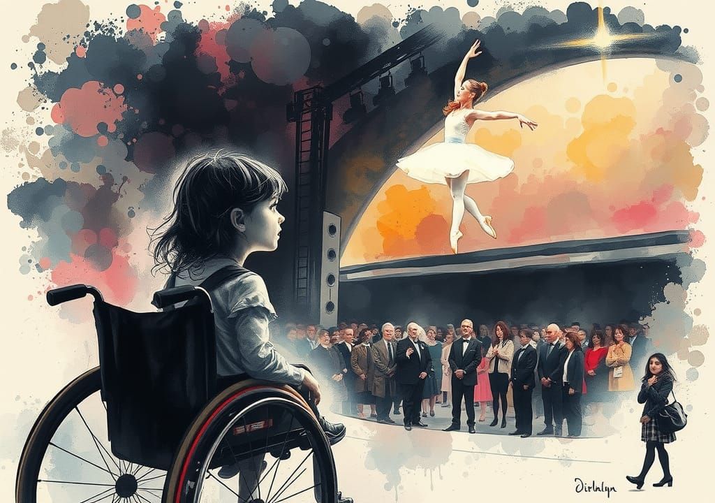 Ink Splatter Art: Ballerina and Girl in Wheelchair