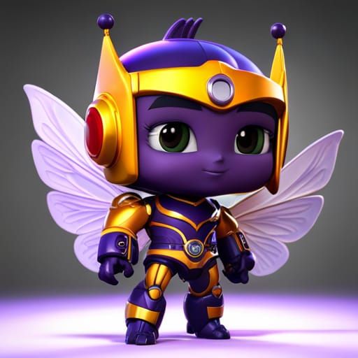Adorable Chibi Purple Bumblebee Detailed Illustration