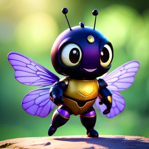 Adorable Chibi Bumblebee in Detailed 3D Rendering