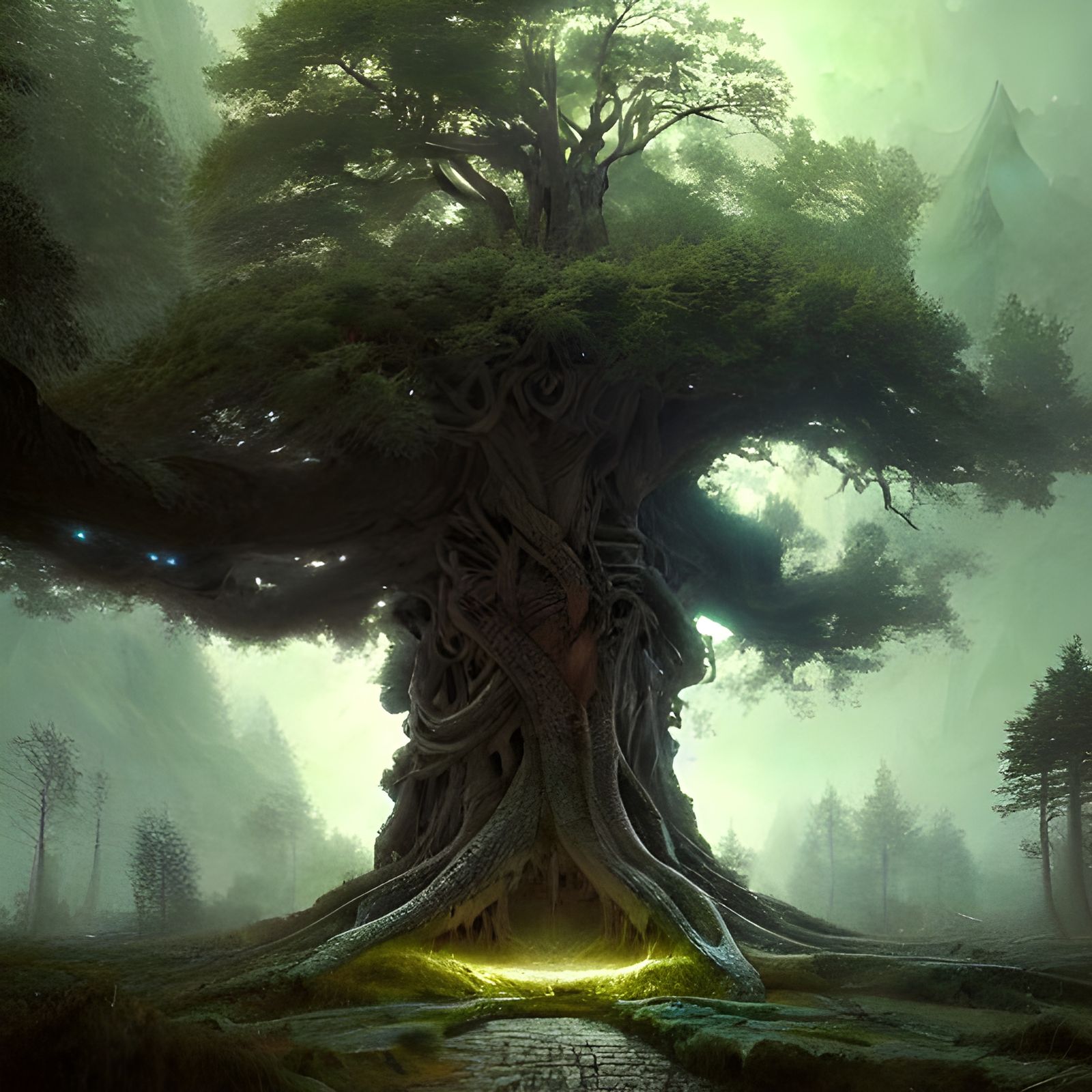 Pagan Monumental Oak Tree: Fantasy Art