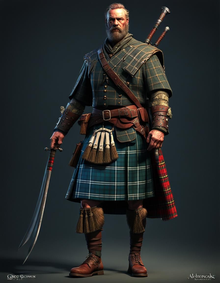 Scottish Kilt. highlander gear. Plaid Pattern.