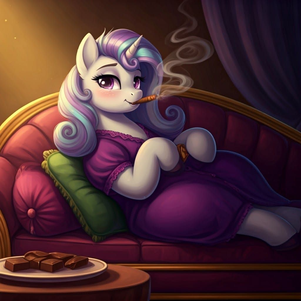 Surreal Unicorn Basks in Velvet Luxury with Shy Sweet Charm