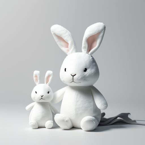 Minimalist Studio Shot of a Grey Bunny Toy