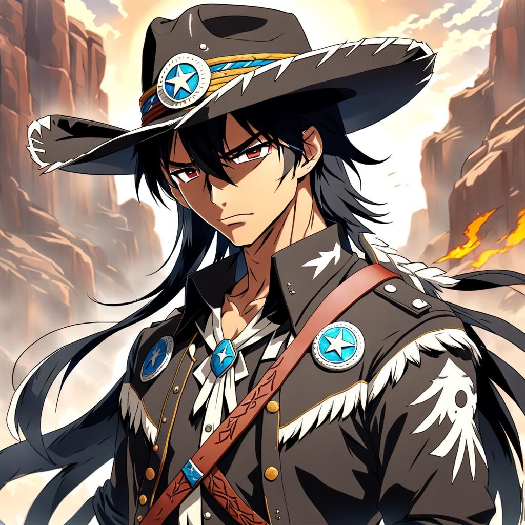 Native American Texas Ranger in Anime Style