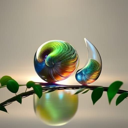 Rainforest Landscape Inside Transparent Snail Shell