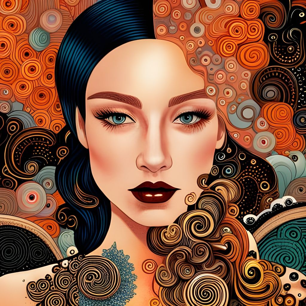 Sparkling Swirls: A Digital Women's Collage