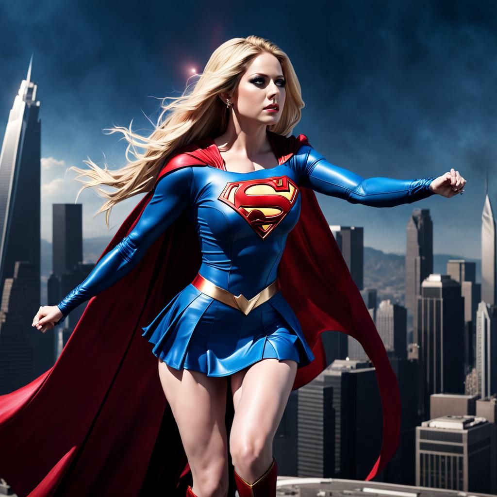 Supergirl Flying Above Metropolis in High Detail