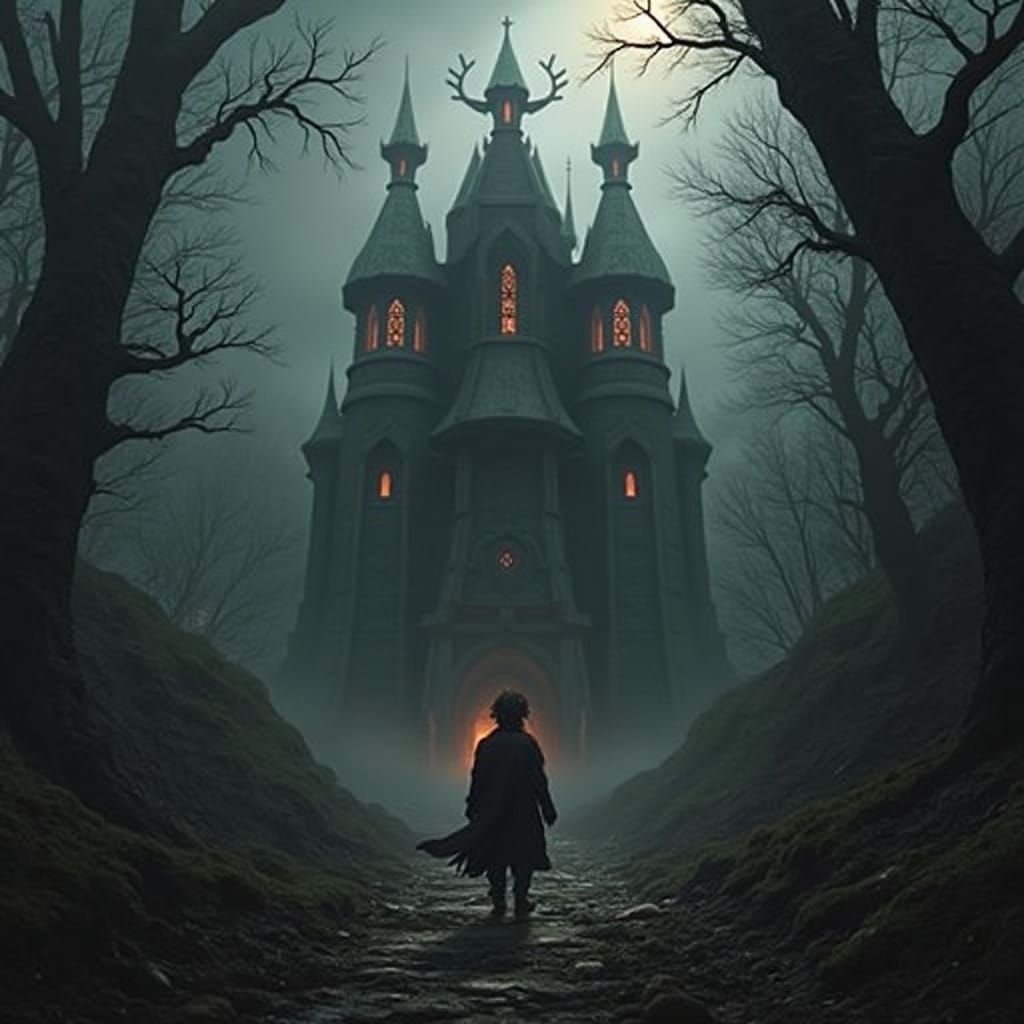 Grimdark Fantasy Landscape in Dark Gothic Style