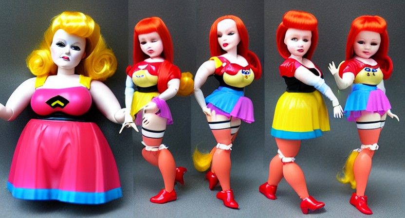 Whimsical Red-Haired Plastic Doll: Vintage Toy Design