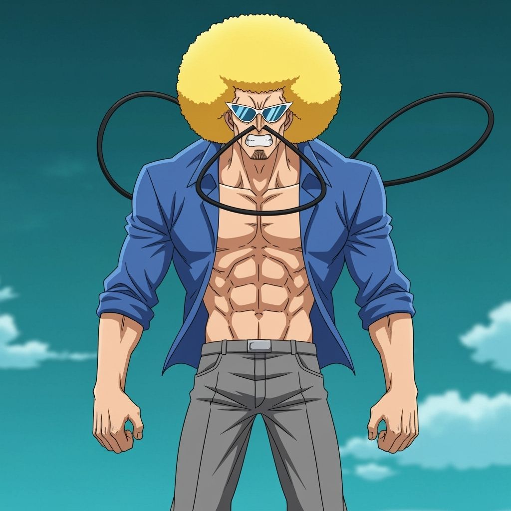 Anime Kung Fu Master with Enormous Afro