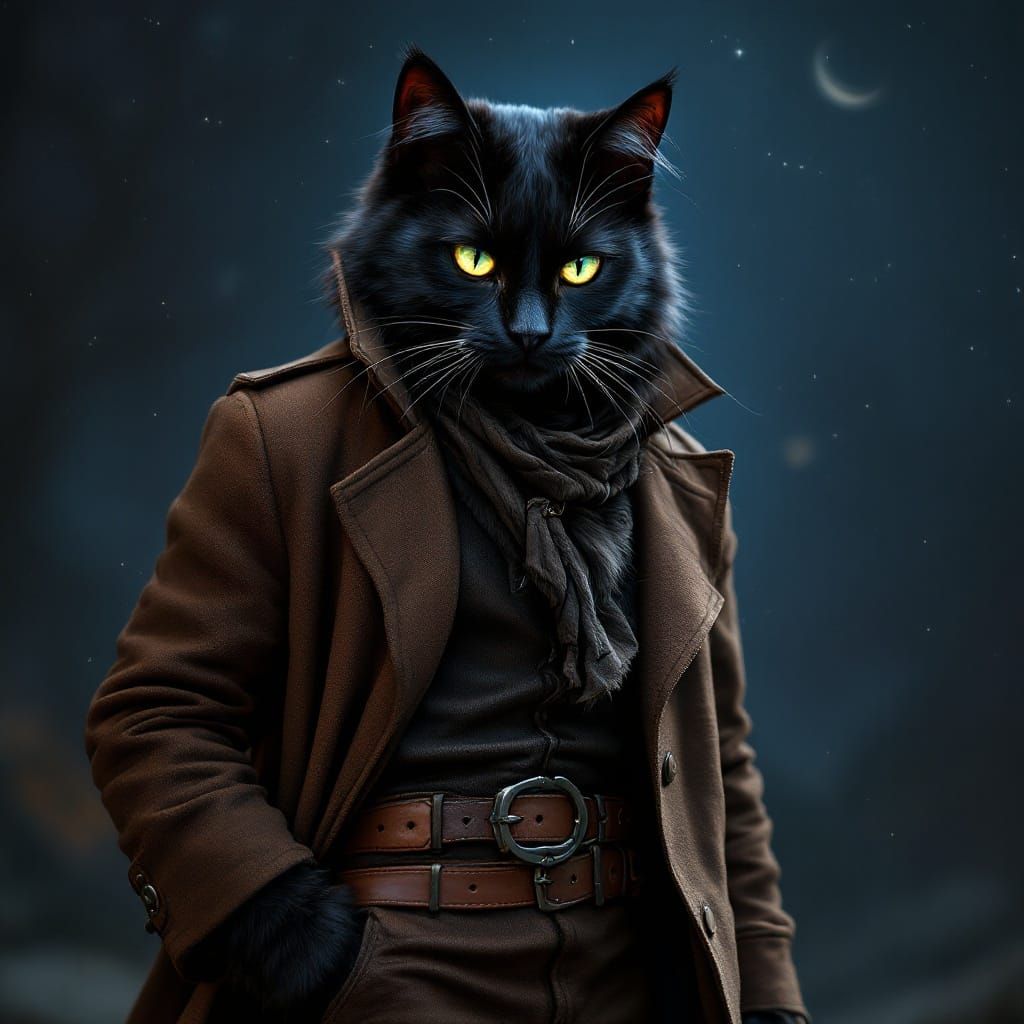 Majestic Anthropomorphic Cat in Western Attire