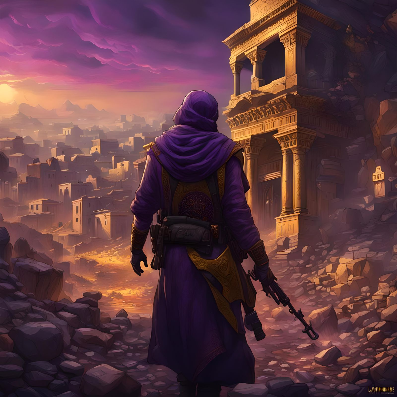 Palestinian Suffering: Dark Fantasy Concept Art