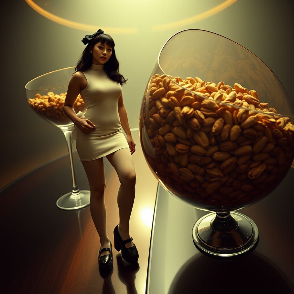 Ethereal Film Still of a Curvy Woman in a Dramatic Setting