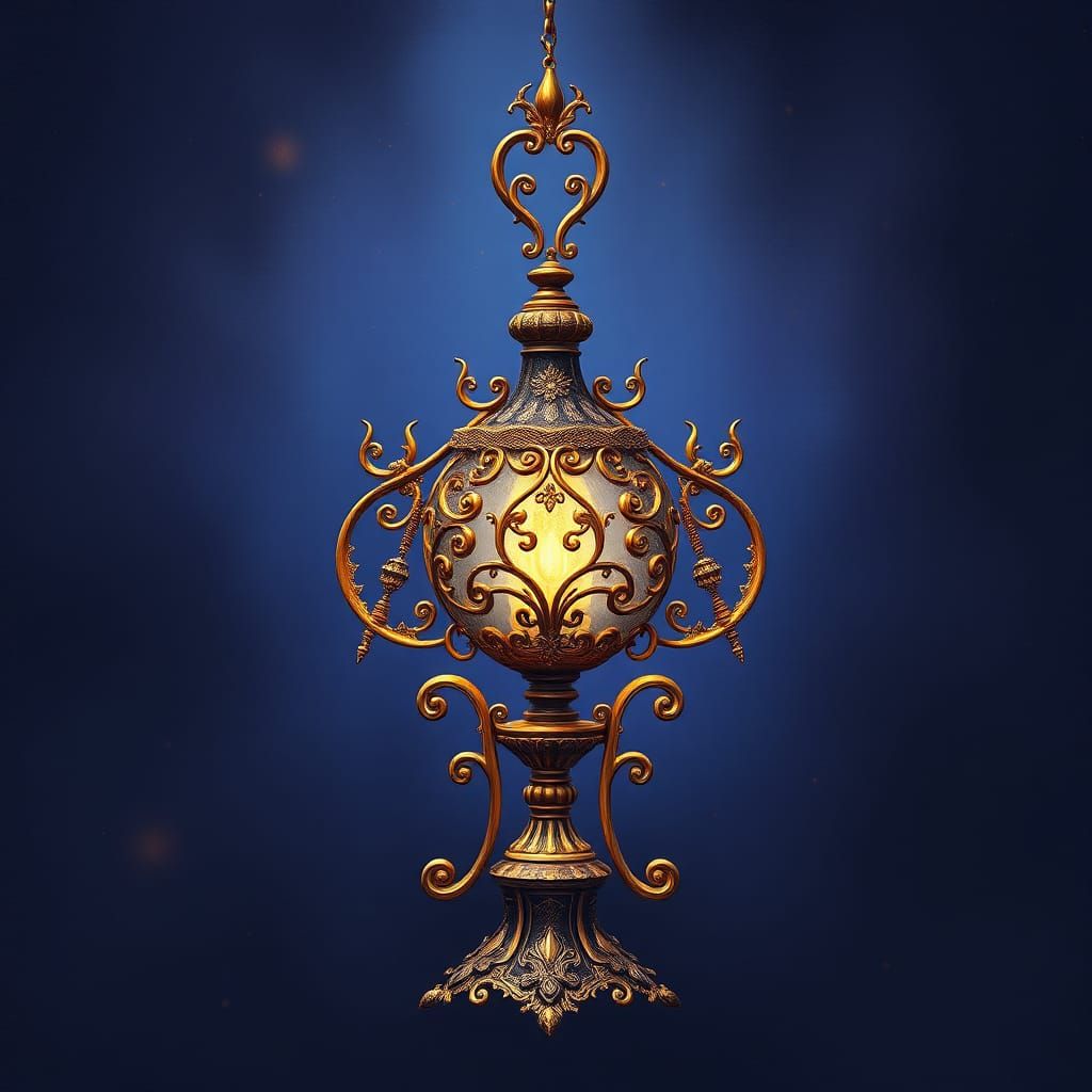 Ornate Lamp: Mystical Artifact in Digital Art Style