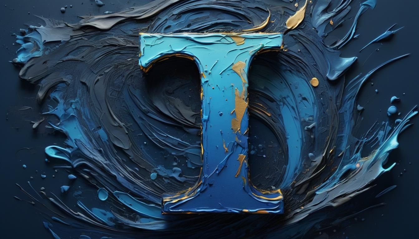 Abstract Expressionism: Letter 'T' in Blue