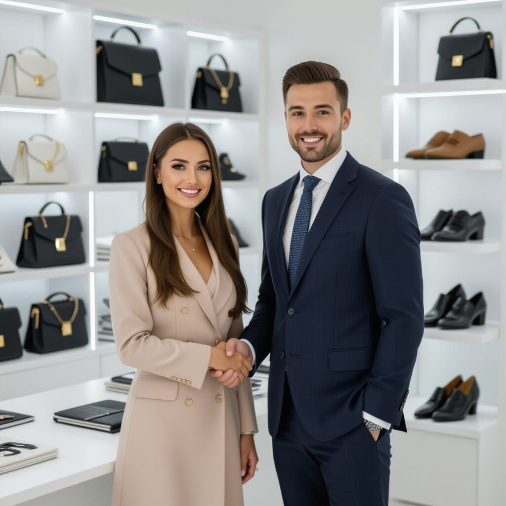Young Woman with Blue Rose in Cityscape