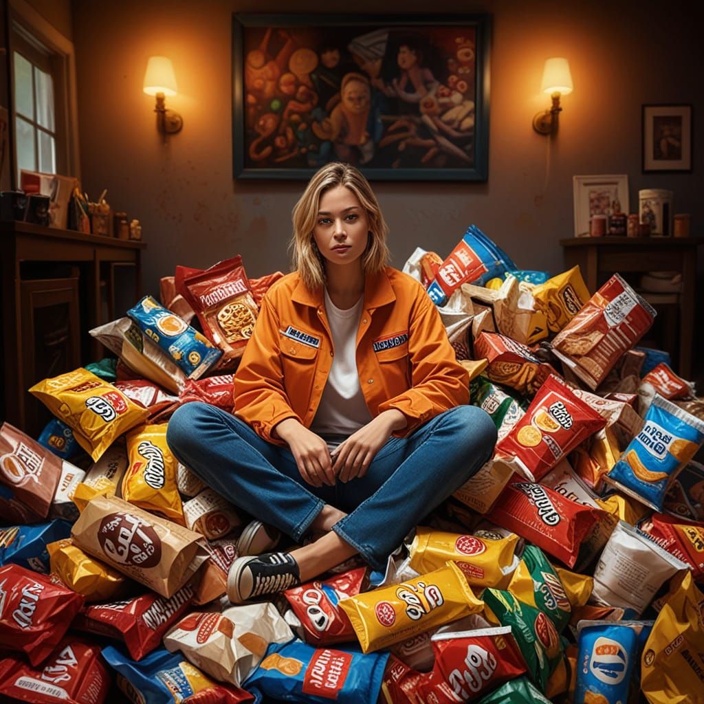 personification of a junk food hoarder