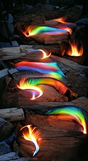 Radiant Rainbow Flames: A Fiery Spectacle