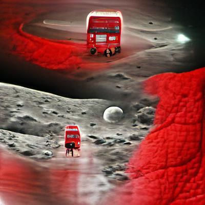 Futuristic Bus on Lunar Surface: Digital Art