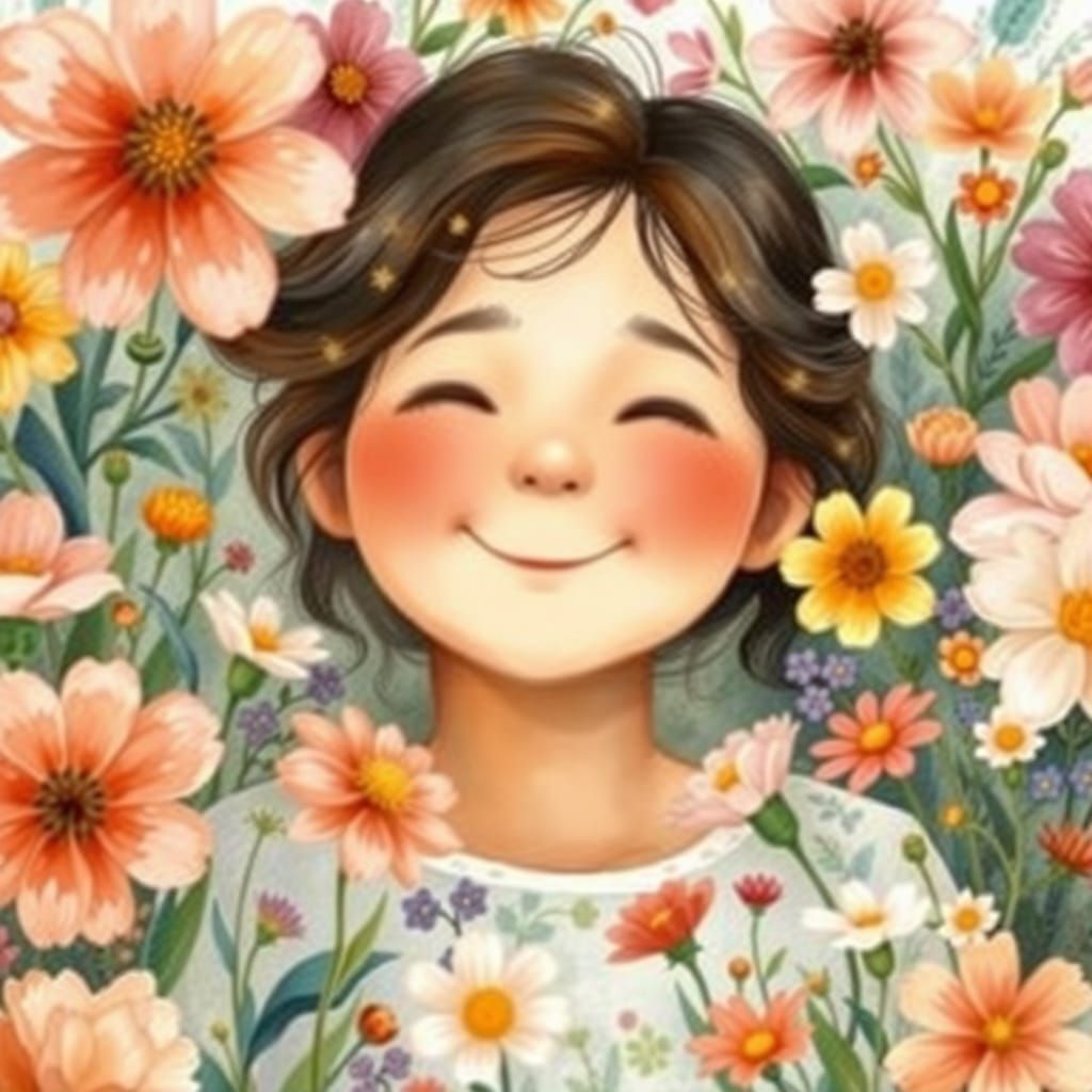 Joyful Mother in Whimsical Watercolor