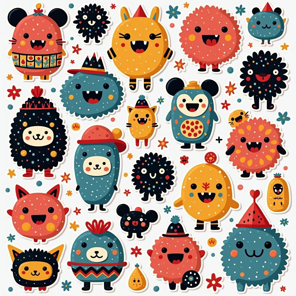 Playful Kablammo Stickers in Whimsical Illustration Style