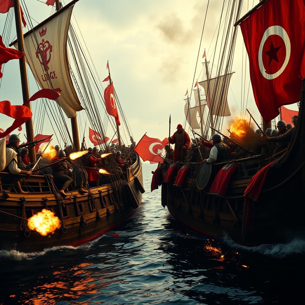 Naval Battle of Lepanto: Holy League vs Ottoman Fleet