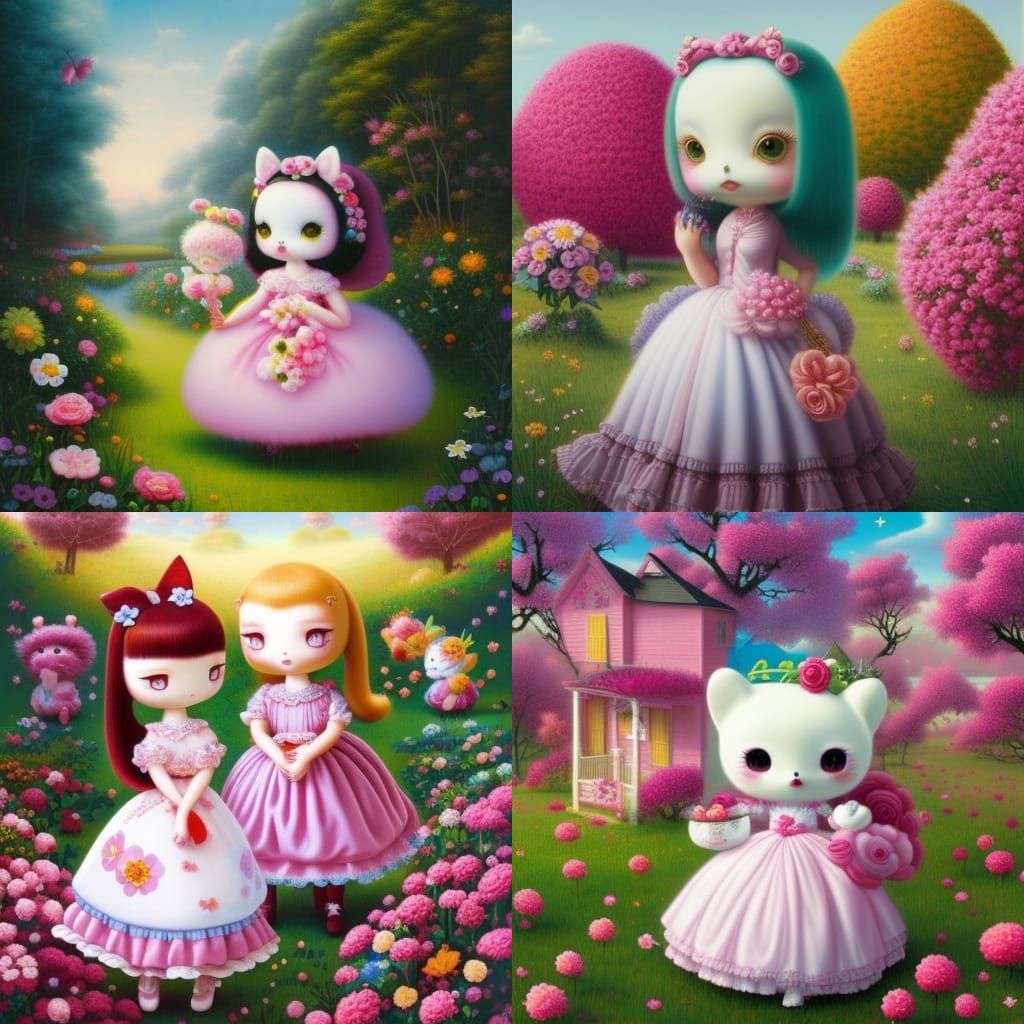 Sanrio Characters in Rococo Dress, Pop Surrealism