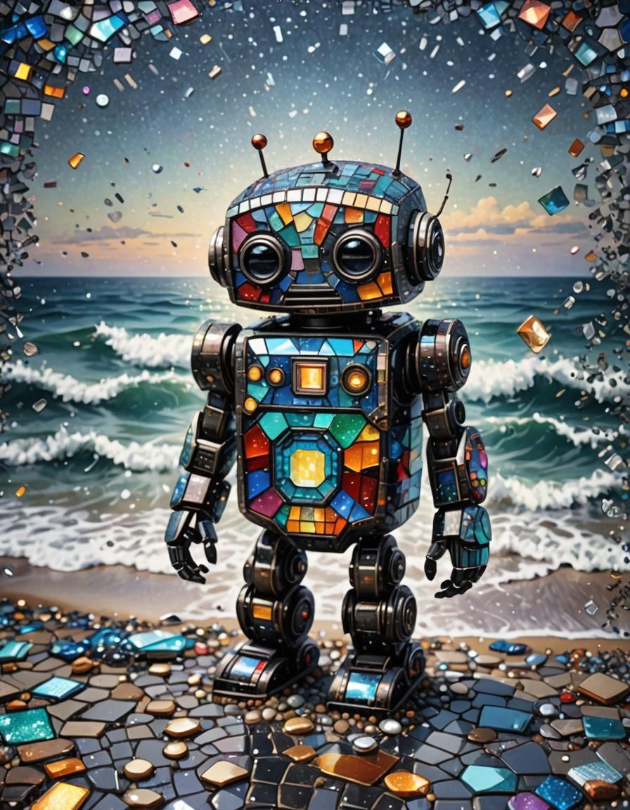 mosaic of a cute robot