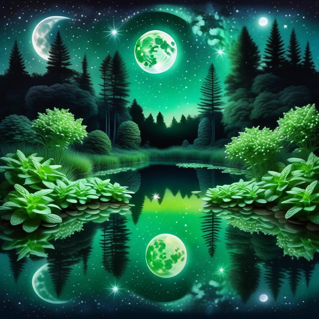 Peppermint Pond Under a Starry Night Sky