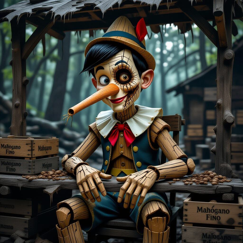 Grotesque Pinocchio as Black Market Wood Trafficker