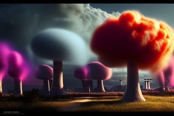 Biopunk Nuclear Explosion in Cotton Candy Colors