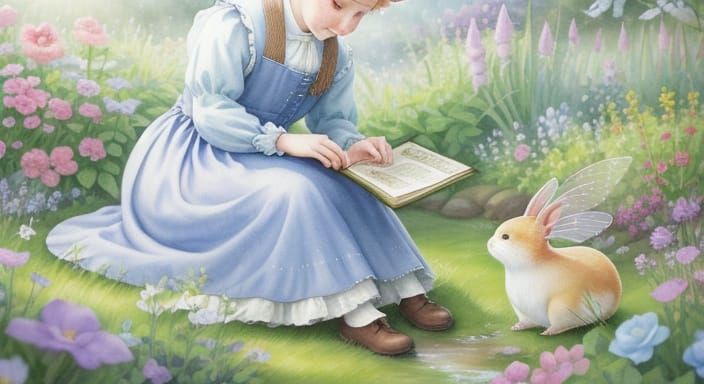 Whimsical Garden Character in Watercolor Style