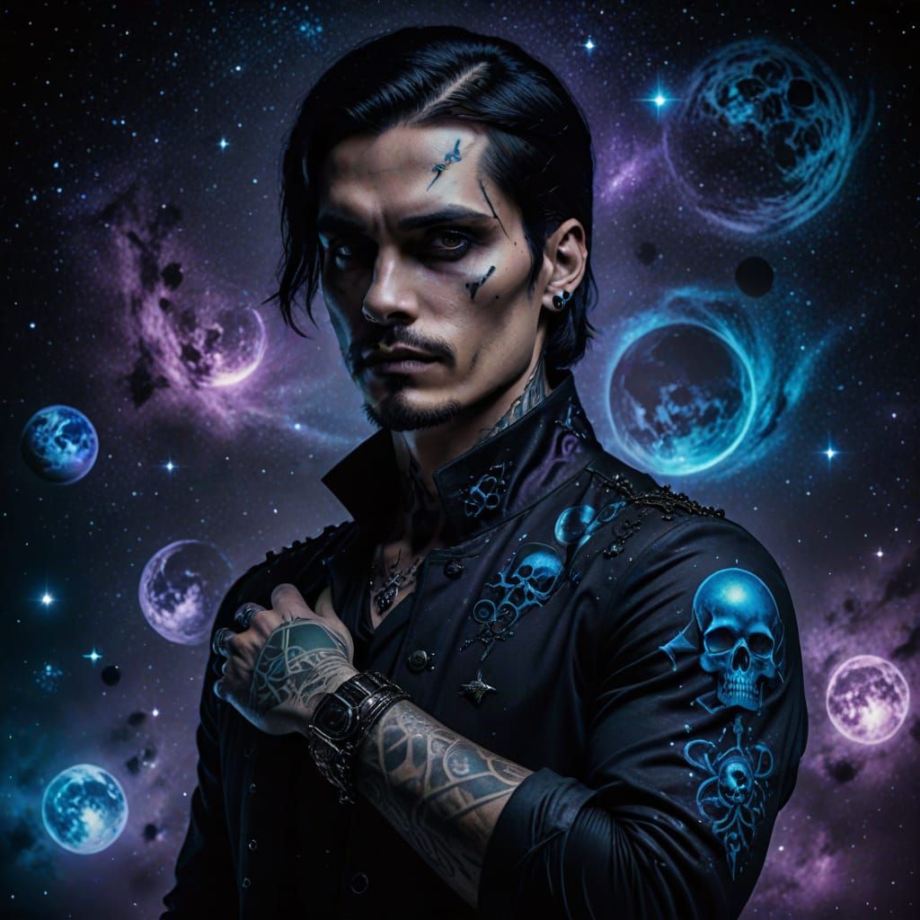 Gothic Male in Dark Galaxy Aesthetic