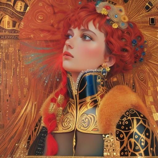 Klimt-Inspired 3D Render: Gold and Silver Masterpiece
