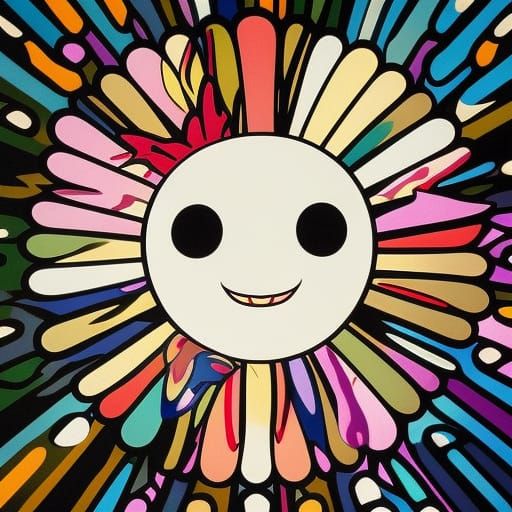 Colorful Pop Art Gradient in Takashi Murakami Style
