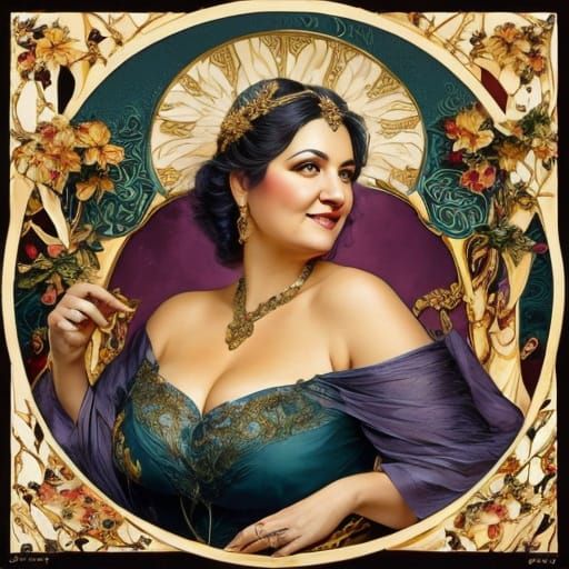 Plus-Sized Flapper in Art Nouveau Speakeasy