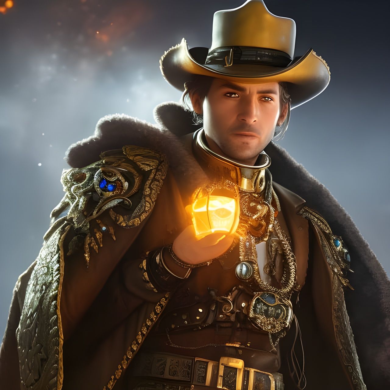 Wild West Outlaw in Teacup: Digital Art