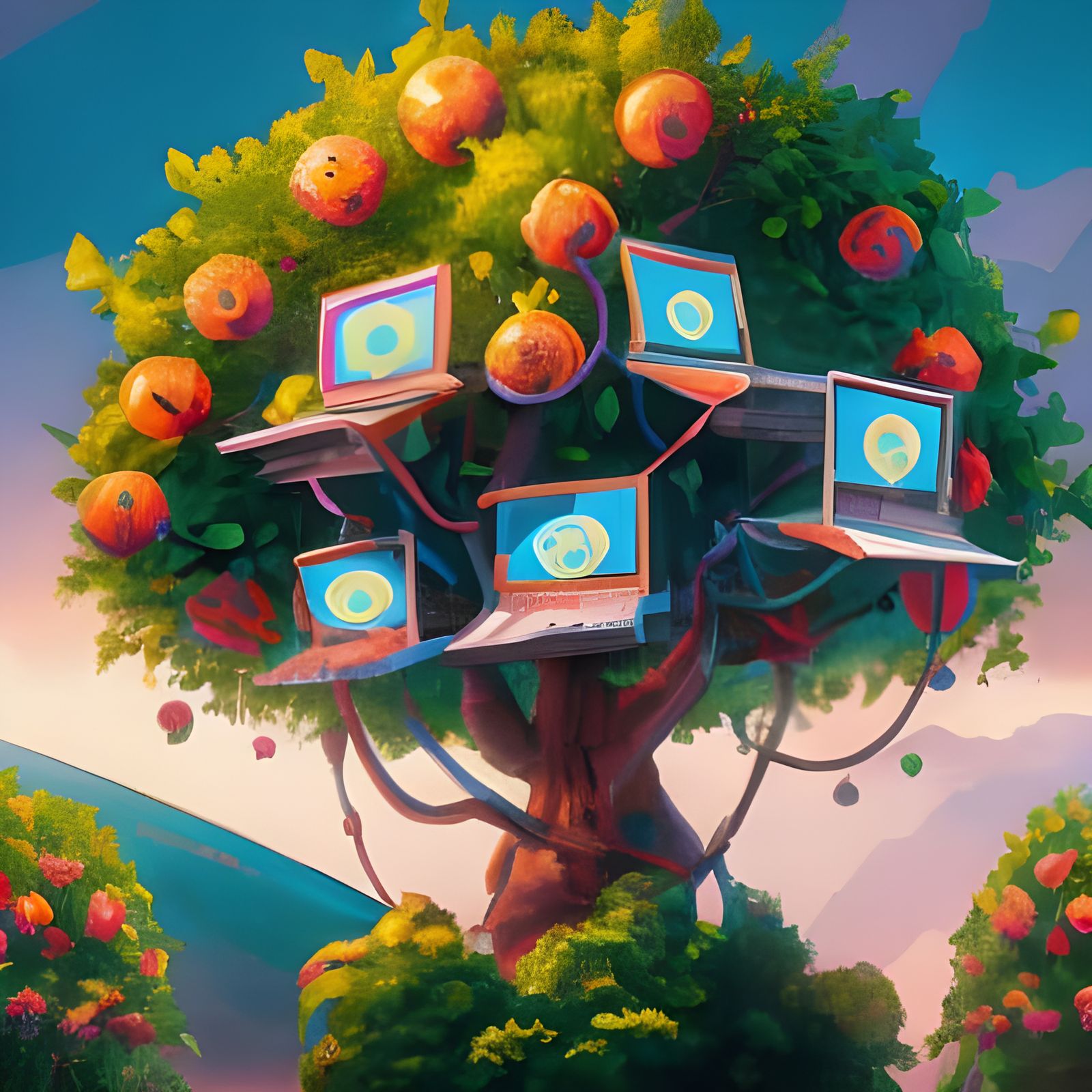 Apple Tree in Spring Bloom