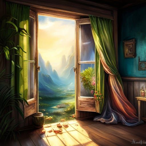 Faerie Land View Through Open Window